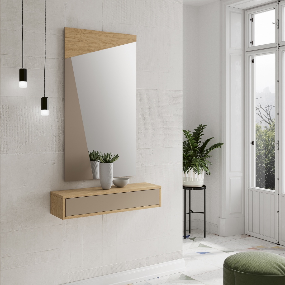 Консоль Disemobel Kendra, с ящиком, навесная, цвет Nordico|Arena-1 Mate, размер 80x22x16 см (4008)4008