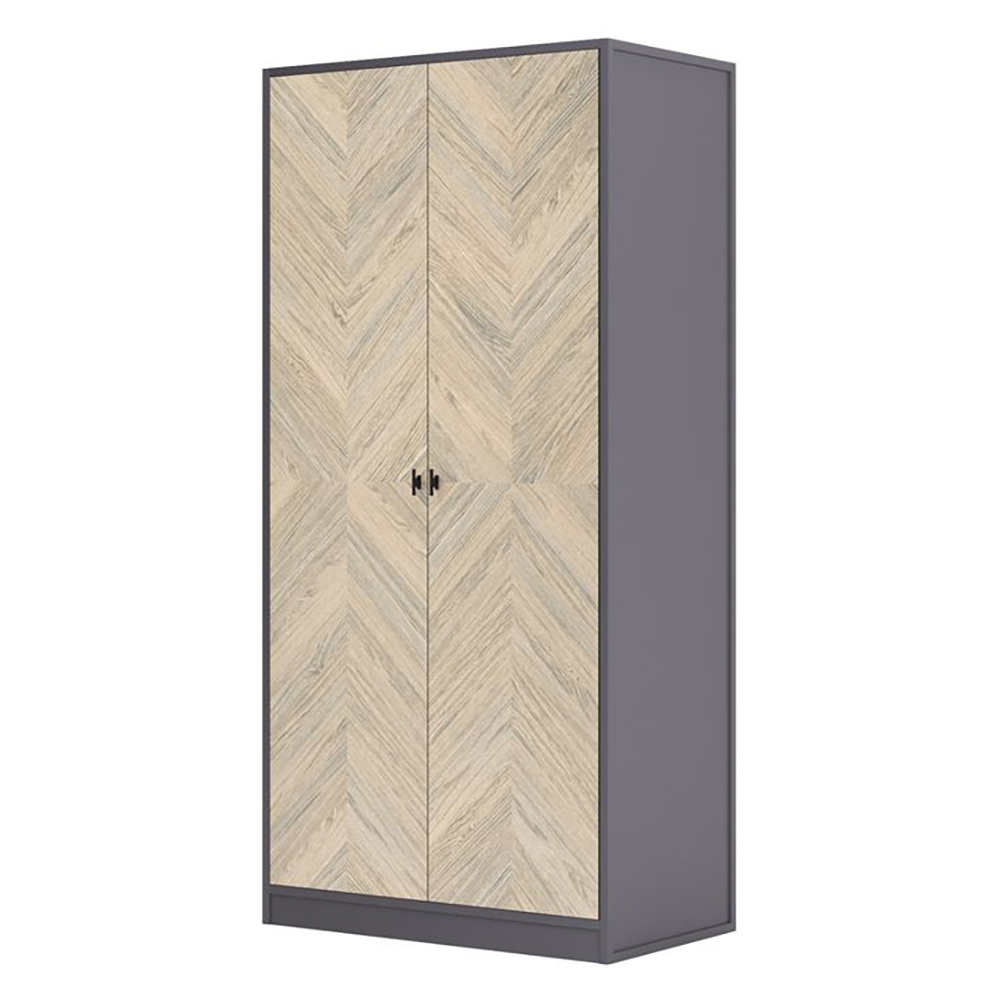 Шкаф платяной двухдверный Timber Тоскана, цвет: Мокко/Дуб серебристый, 101х60х221 см (Т-952/D7/M)Т-952