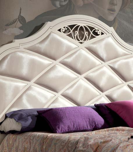 Кровать Valeria, двуспальная,180x200 см, изголовье Paris с резьбой, цвет: roble ingles / roble natural / lino, (00470231+00470170)00470231+00470170