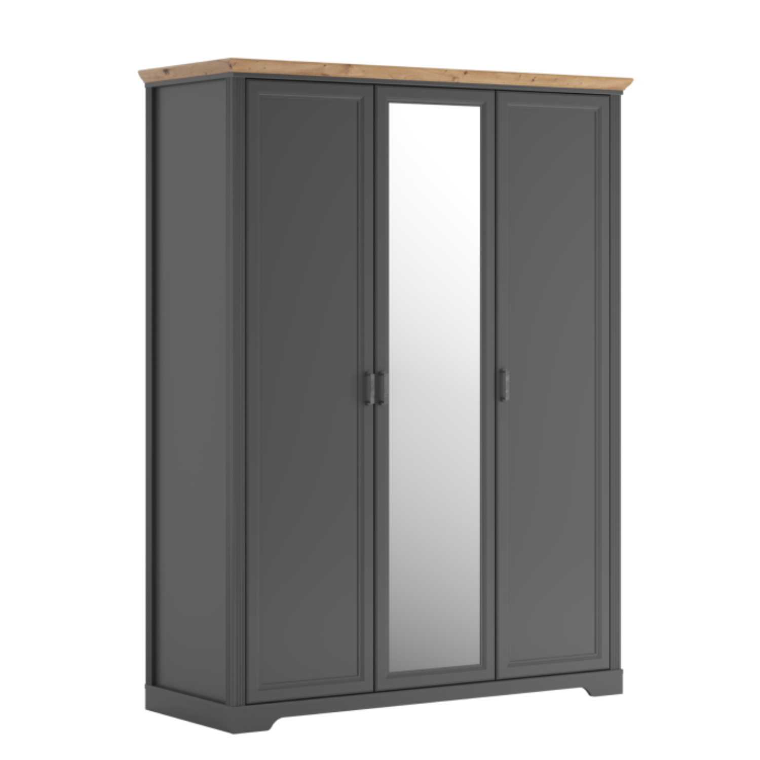 Шкаф платяной БРВ Жасмин (Jasmin), трехдверный, с зеркалом, цвет: графит/дуб артизан, размер 166х64х221 см (REG2D1S)SZF1L2D
