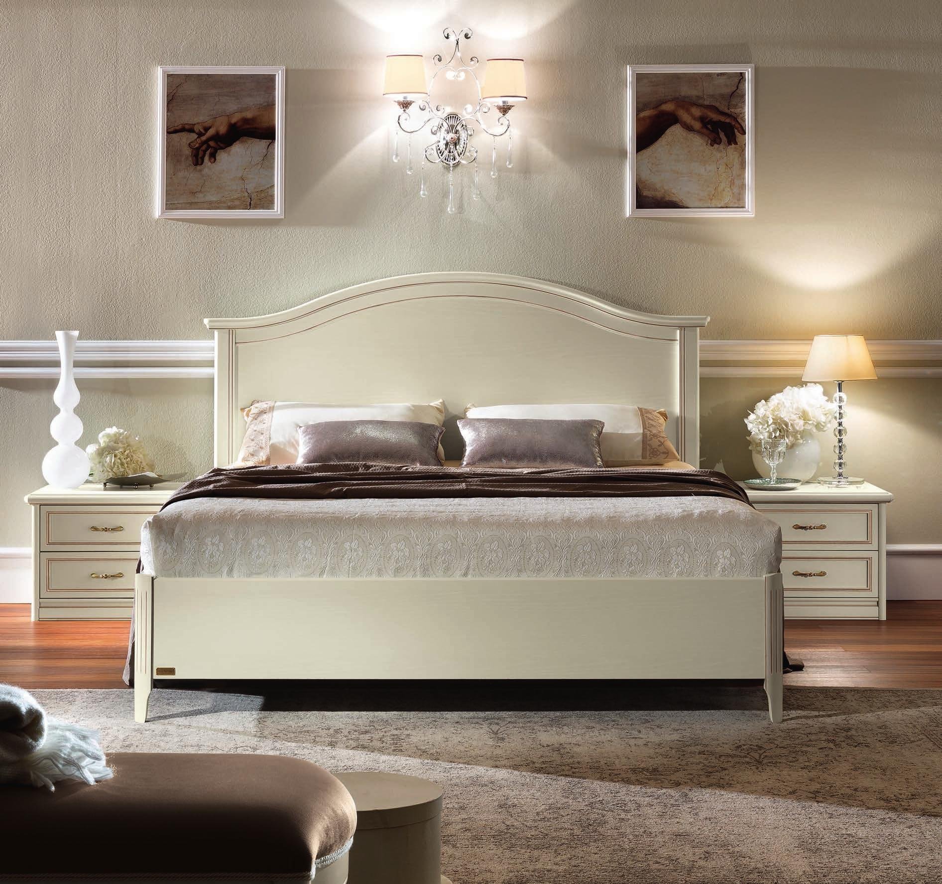 Кровать Nostalgia Ricordi, двуспальная, без изножья, цвет: белый антик, 180x200 см (142LET.13BA)142LET.13BA