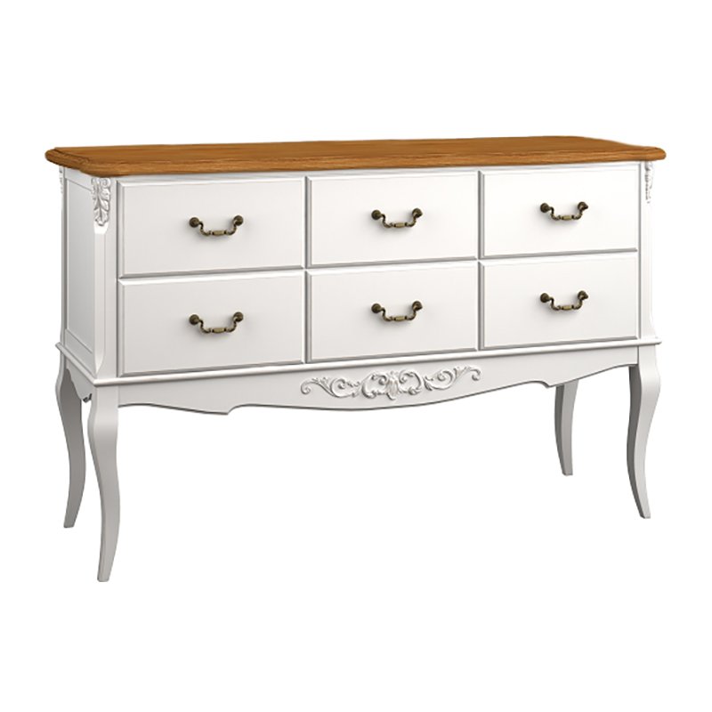 Консоль Aletan Provence Wood, 6 ящиков, цвет: слоновая кость-дерево 156х52х96,5 см(W906)W906
