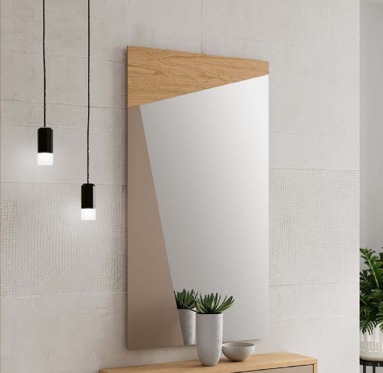 Зеркало с рамой Disemobel Kendra, цвет Nordico/Arena-1 Mate, размер 60x2x110 см (4028)4028
