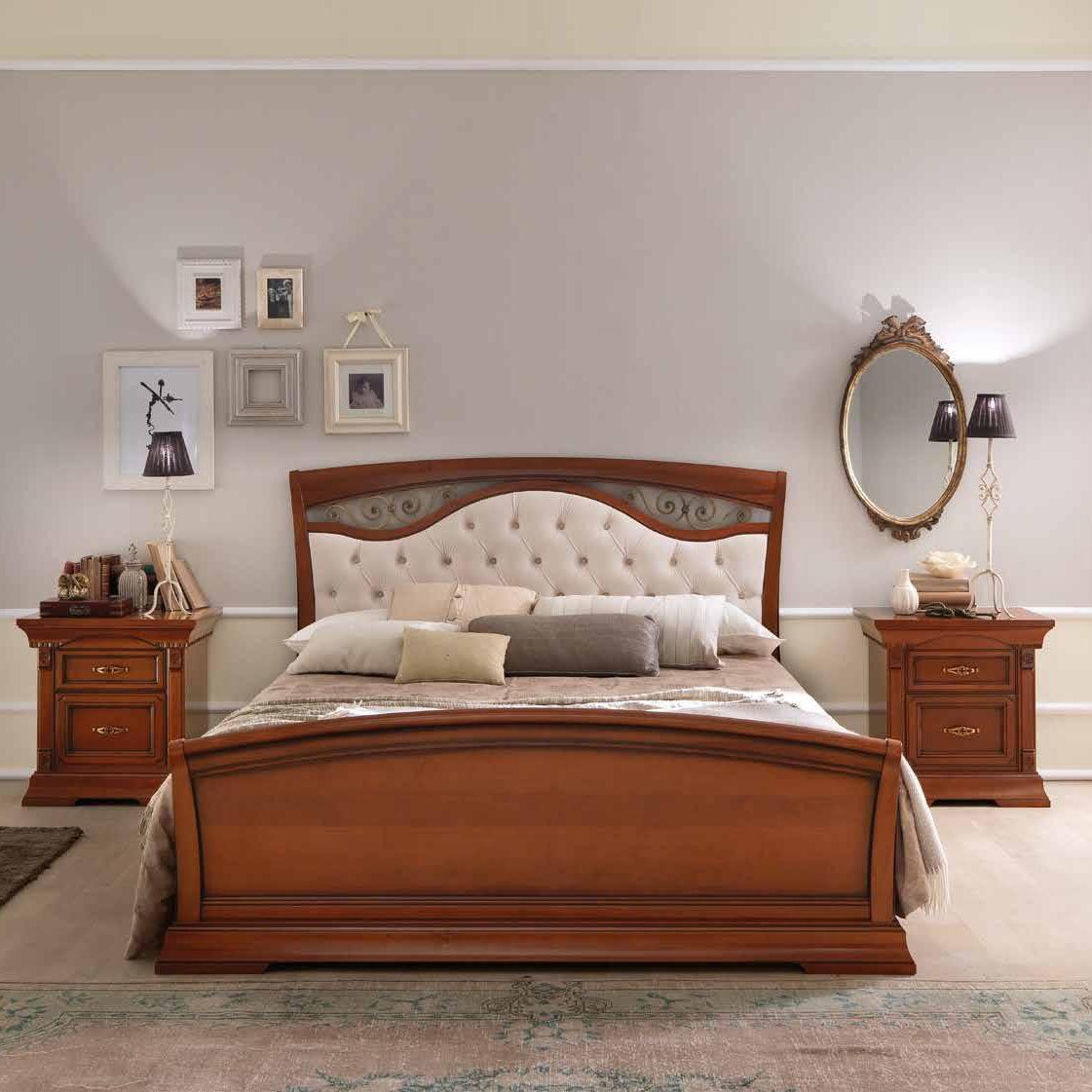 Кровать Prama Palazzo Ducale ciliegio, двуспальная, с мягким изголовьем, с ковкой, цвет: вишня, 160x200 см (71CI64LT)71CI64LT