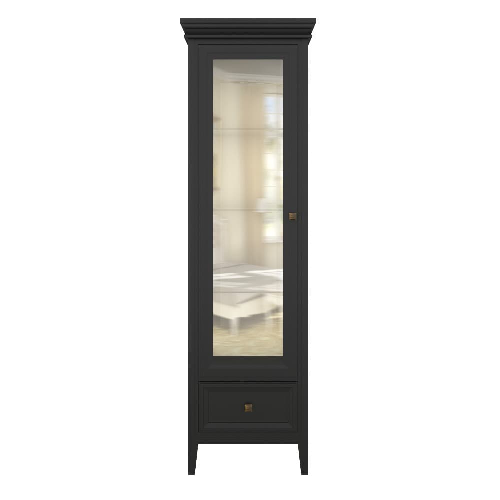 Витрина Tesoro Black, однодверная, с зеркалом, правая, 65х40х211,5 см, цвет: черный (T601RBL)T601RBL