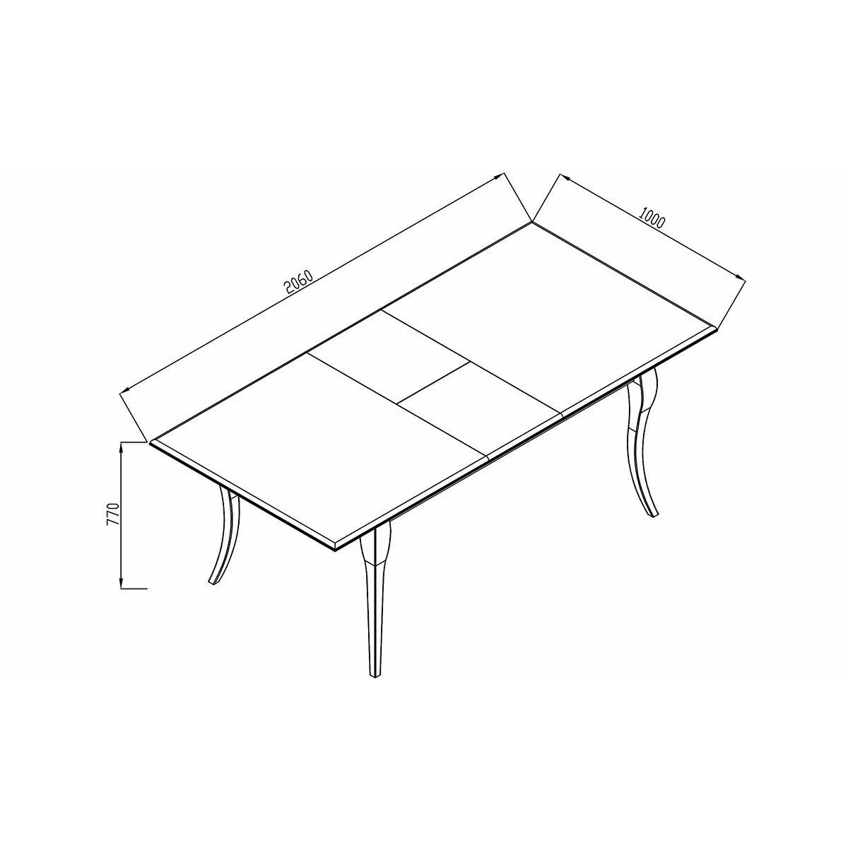 Стол обеденный Bellona Andera, прямоугольный раздвижной, размер 166 (206)х100х77 см (ANDR-14)ANDR-14