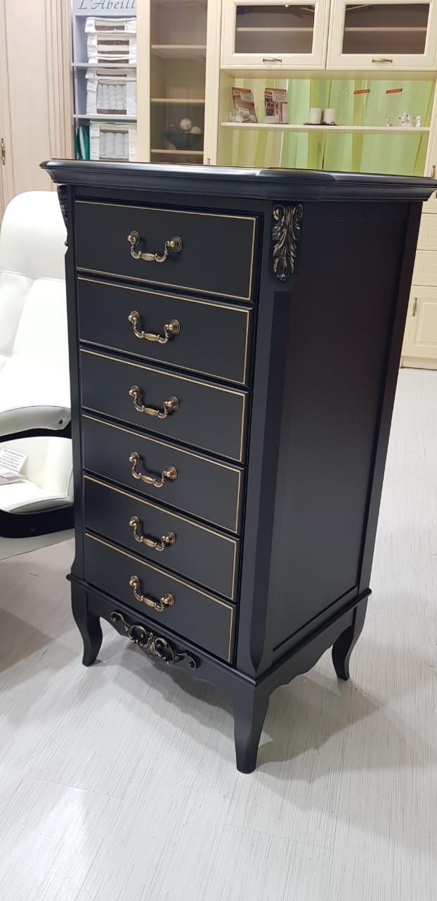 Комод Aletan Provence Wood, 6 ящиков, цвет: черный-дерево 61х48х110см (W406BL)W406BL Комод Aletan Provence Wood, 6 ящиков, цвет: черный-дерево 61х48х110см (W406BL)W406BL