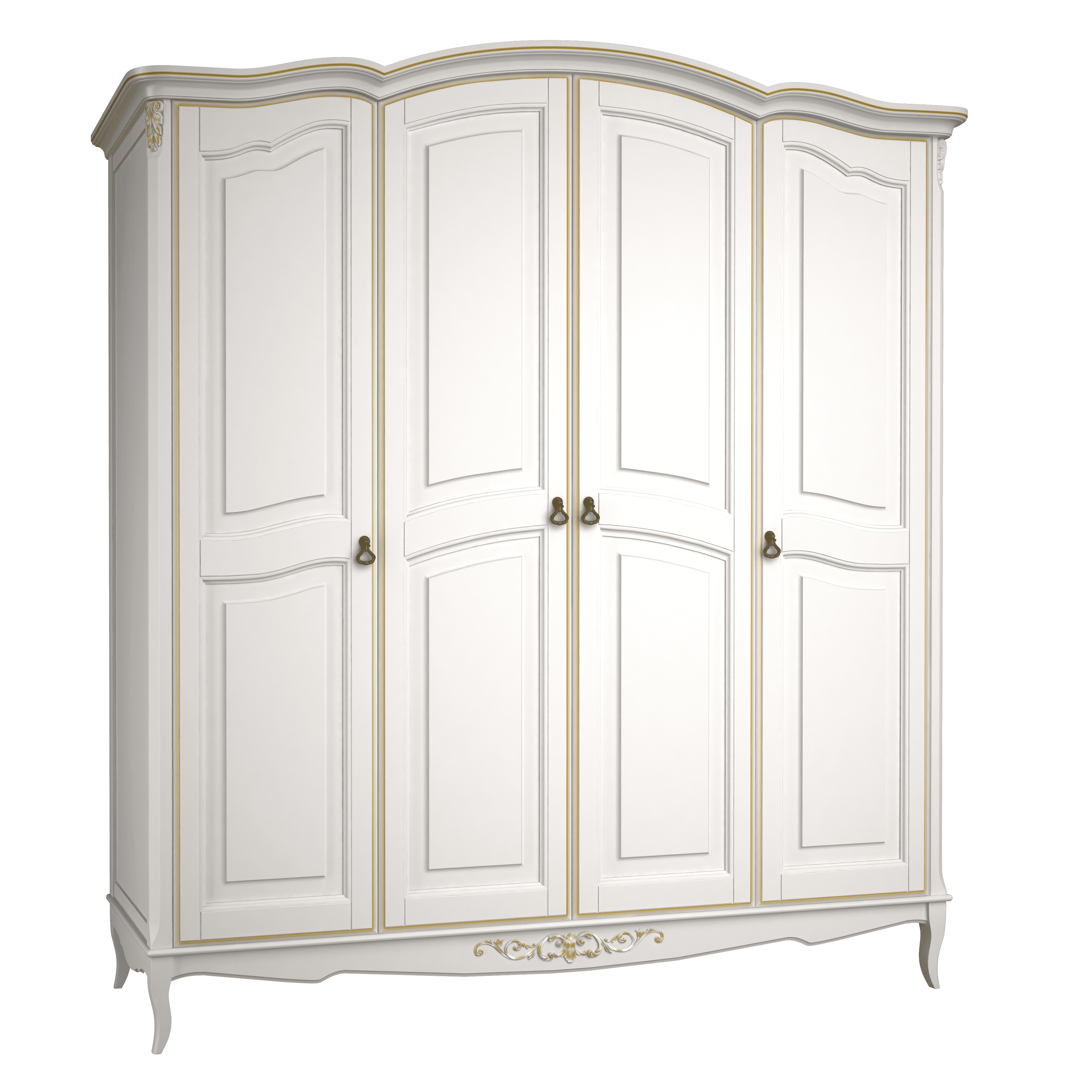 Шкаф платяной Aletan Provence, 4-х дверный, цвет: слоновая кость-золото (B804G)B804G