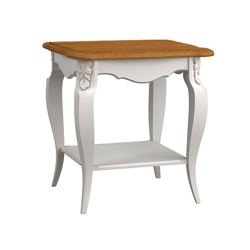 Стол журнальный Aletan Provence Wood, квадратный, цвет: слоновая кость -дерево 60х60х62 см (W101)W101