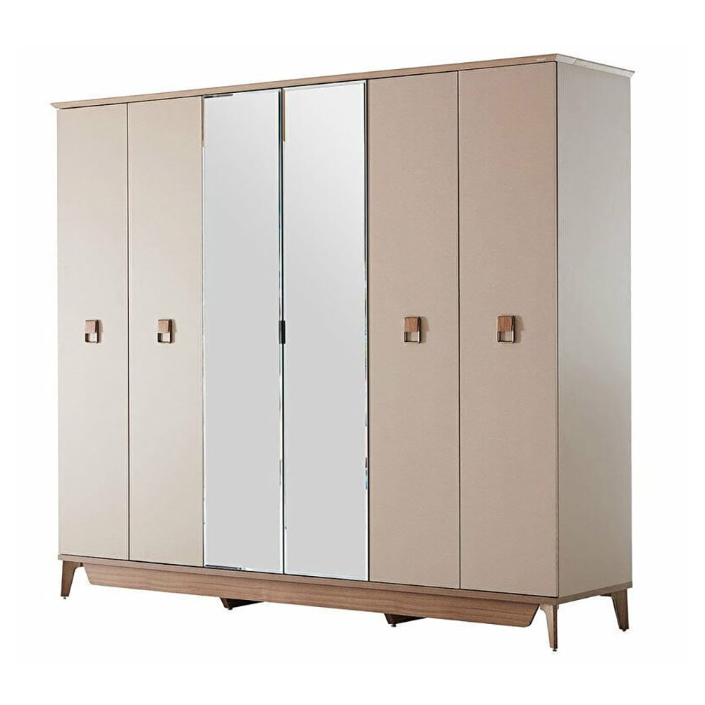 Шкаф платяной Bellona Alvis, 6-ти дверный, цвет бежевый/светлый орех 258х62х231 см (ALVIS-34)ALVIS-34 Шкаф платяной Bellona Alvis, 6-ти дверный, цвет бежевый/светлый орех 258х62х231 см (ALVIS-34)ALVIS-34