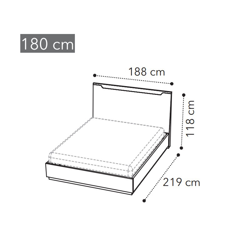 Кровать Camelgroup Smart Bianco, двуспальная, с панелью из ткани Alikante 474 col.20, цвет: белый лак, 180x200 см (162LET.03BI+162LET.11TS)162LET.03BI+162LET.11TS