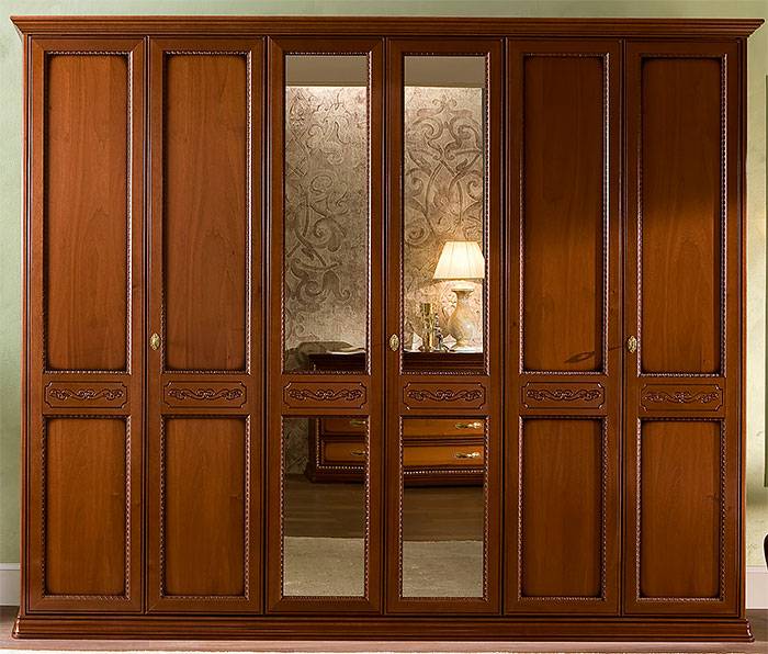 Шкаф платяной Camelgroup Torriani, 6-ти дверный, без зеркал, цвет: орех, 291x65x240 см (128AR6.01NO)128AR6.01NO