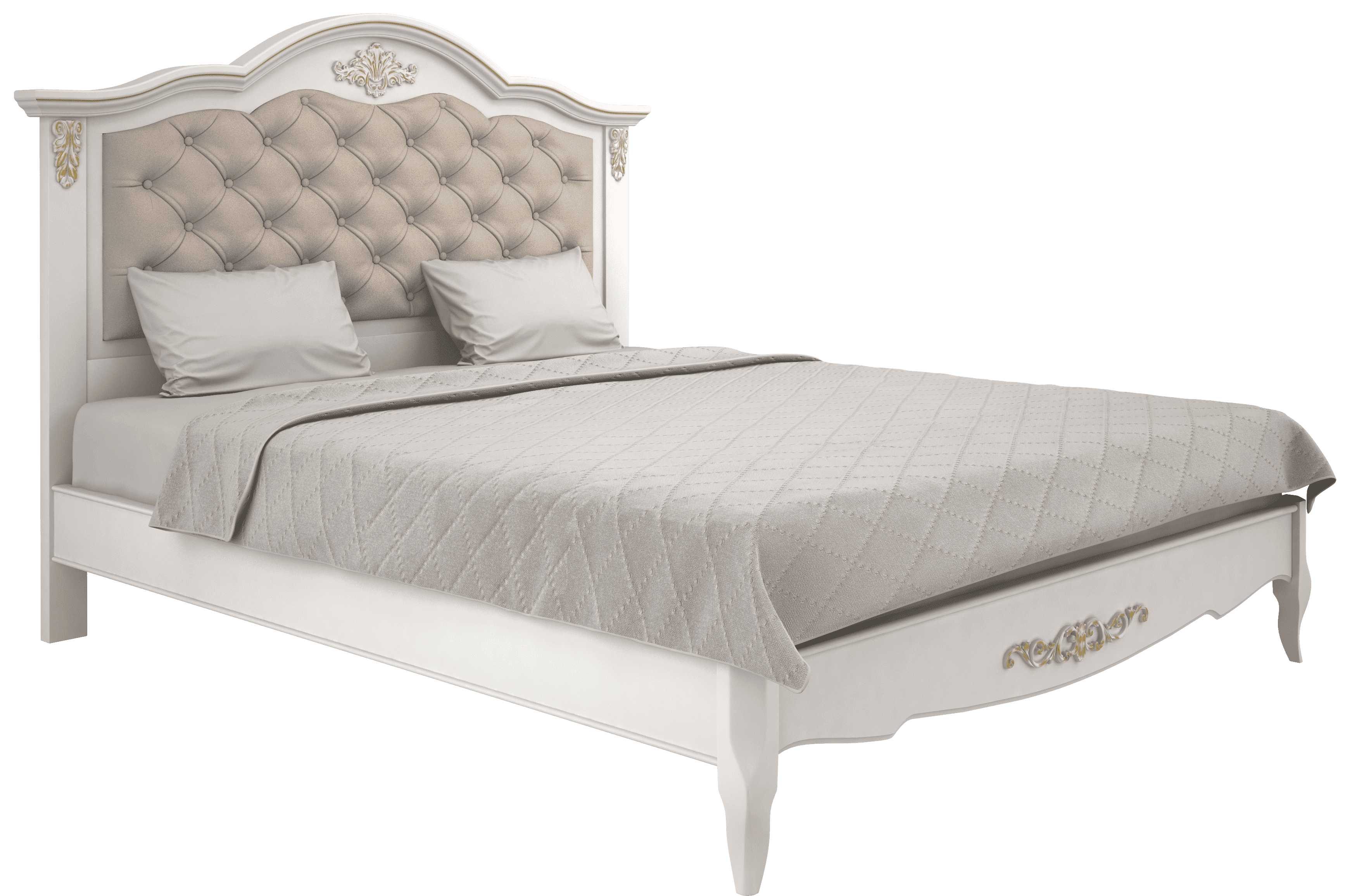 Кровать Aletan Provence, полуторная, 140x200 см, цвет: слоновая кость-золото (B214G)B214G