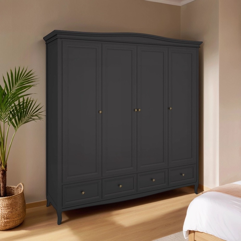 Шкаф 4-х дверный Aletan Majessa, 197х58х211 см, цвет: чёрный (M804BL )M804BL Шкаф 4-х дверный Aletan Majessa, 197х58х211 см, цвет: чёрный (M804BL )M804BL