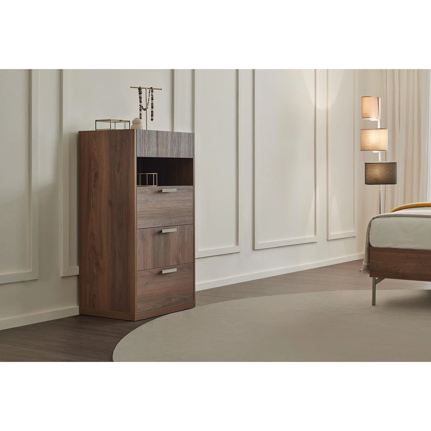 Высокий комод с мраморной поверхностью Enza Home Pavia, размер 60х46х115 см55555000002432 Высокий комод с мраморной поверхностью Enza Home Pavia, размер 60х46х115 см55555000002432