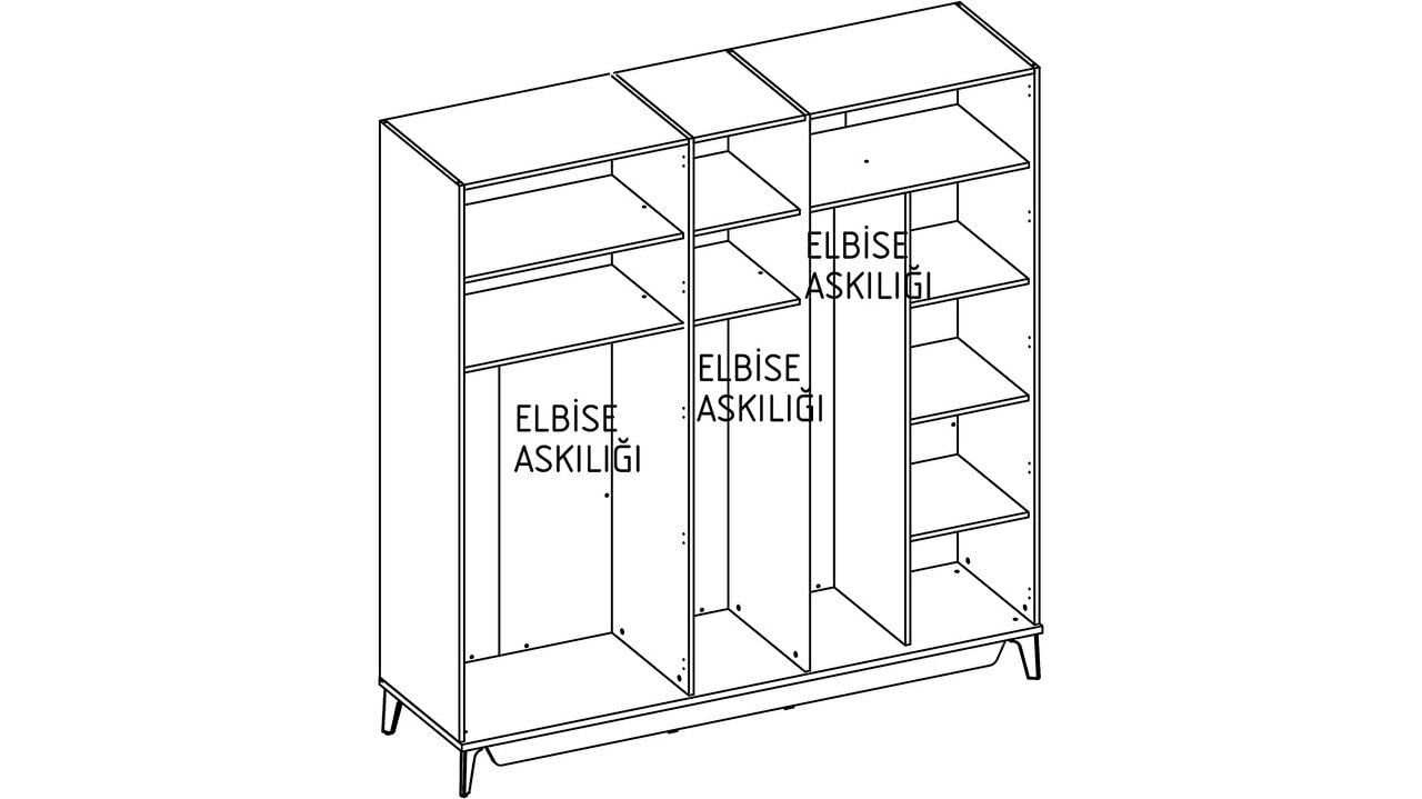 Шкаф платяной Bellona Alvis, 5-ти дверный, цвет бежевый/светлый орех 216х62х220 см (ALVIS-33 Турция)ALVIS-33 Шкаф платяной Bellona Alvis, 5-ти дверный, цвет бежевый/светлый орех 216х62х220 см (ALVIS-33 Турция)ALVIS-33