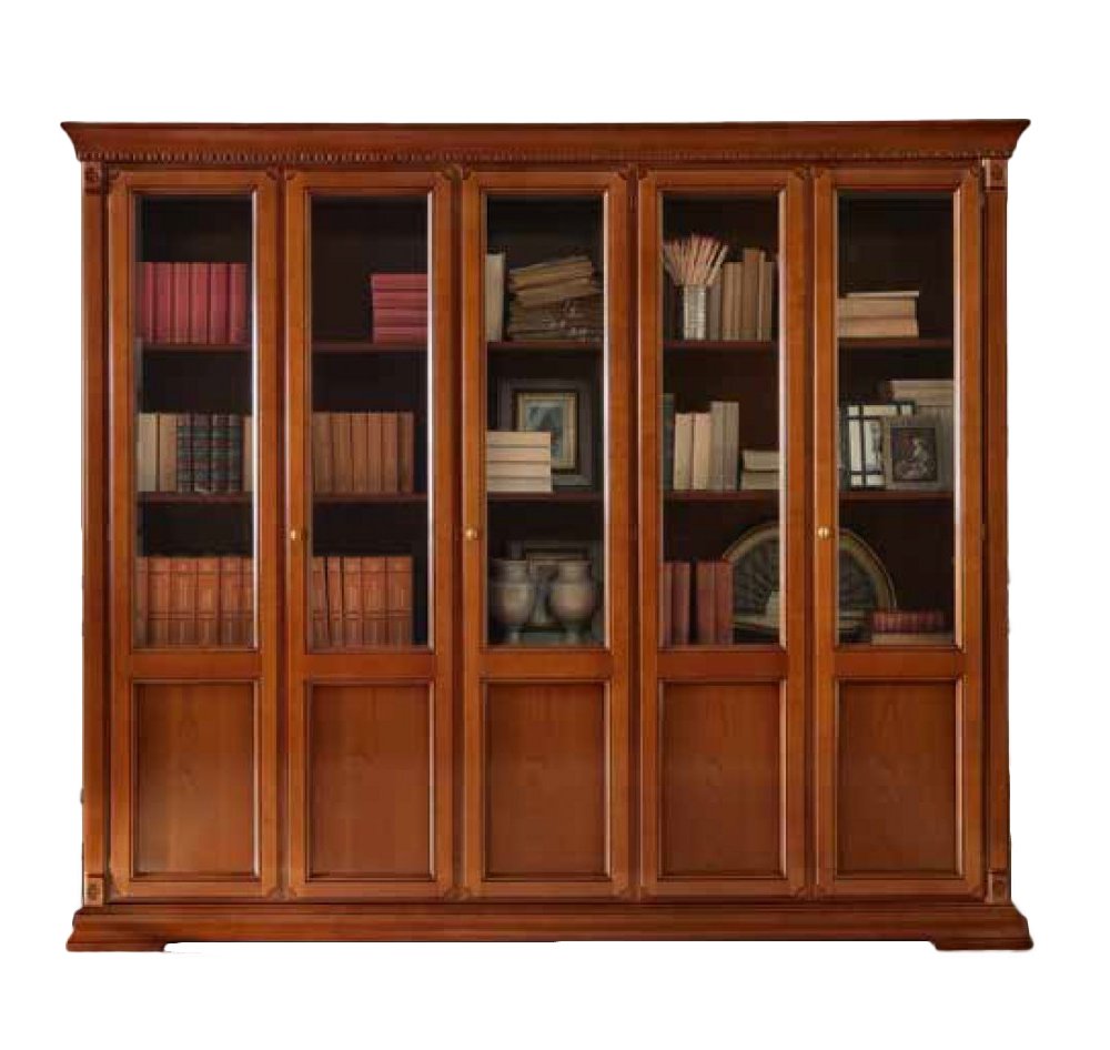 Шкаф книжный Prama Palazzo Ducale ciliegio, 5-ти дверный, цвет: вишня, 250x42x214 см (71CI05LB)71CI05LB