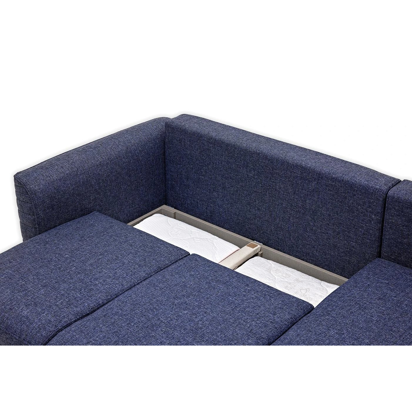 Диван-кровать большой Enza Home Grace, угловой, цвет синий, размер 256х148х90 см Диван-кровать большой Enza Home Grace, угловой, цвет синий, размер 256х148х90 см