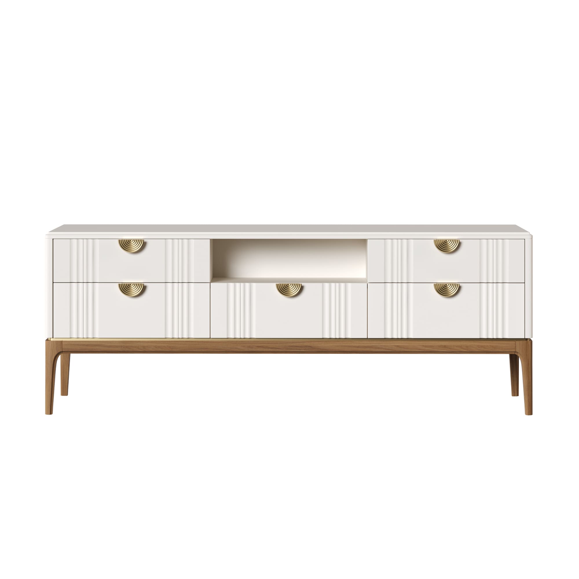 Тумба под телевизор Bari White, узкая, 160x45x62 см, цвет: белый (BR304W)BR304W
