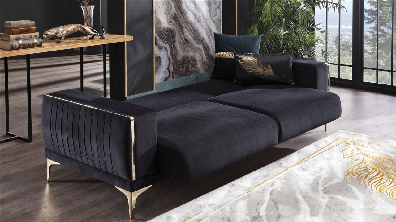 Диван-кровать 3-х местный Bellona Carlino, 230x100x82,цвет: чёрный (CARL-02)CARL-02