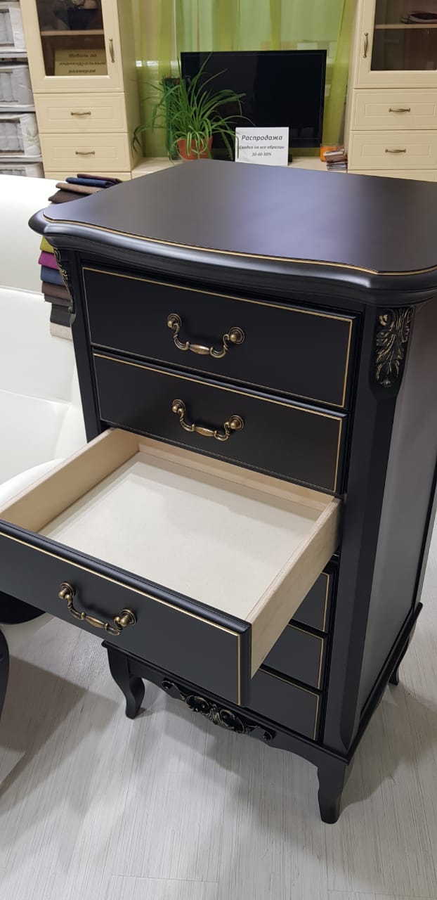 Комод Aletan Provence, 6 ящиков, цвет: черный, размер 61х48х110 см (B406BL)B406BL Комод Aletan Provence, 6 ящиков, цвет: черный, размер 61х48х110 см (B406BL)B406BL