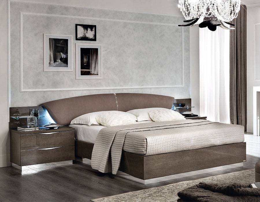 Кровать Camelgroup Platinum, с мягким изголовьем Drop, цвет: серебристая береза, 160x200 см (136LET.28PL)136LET.28PL