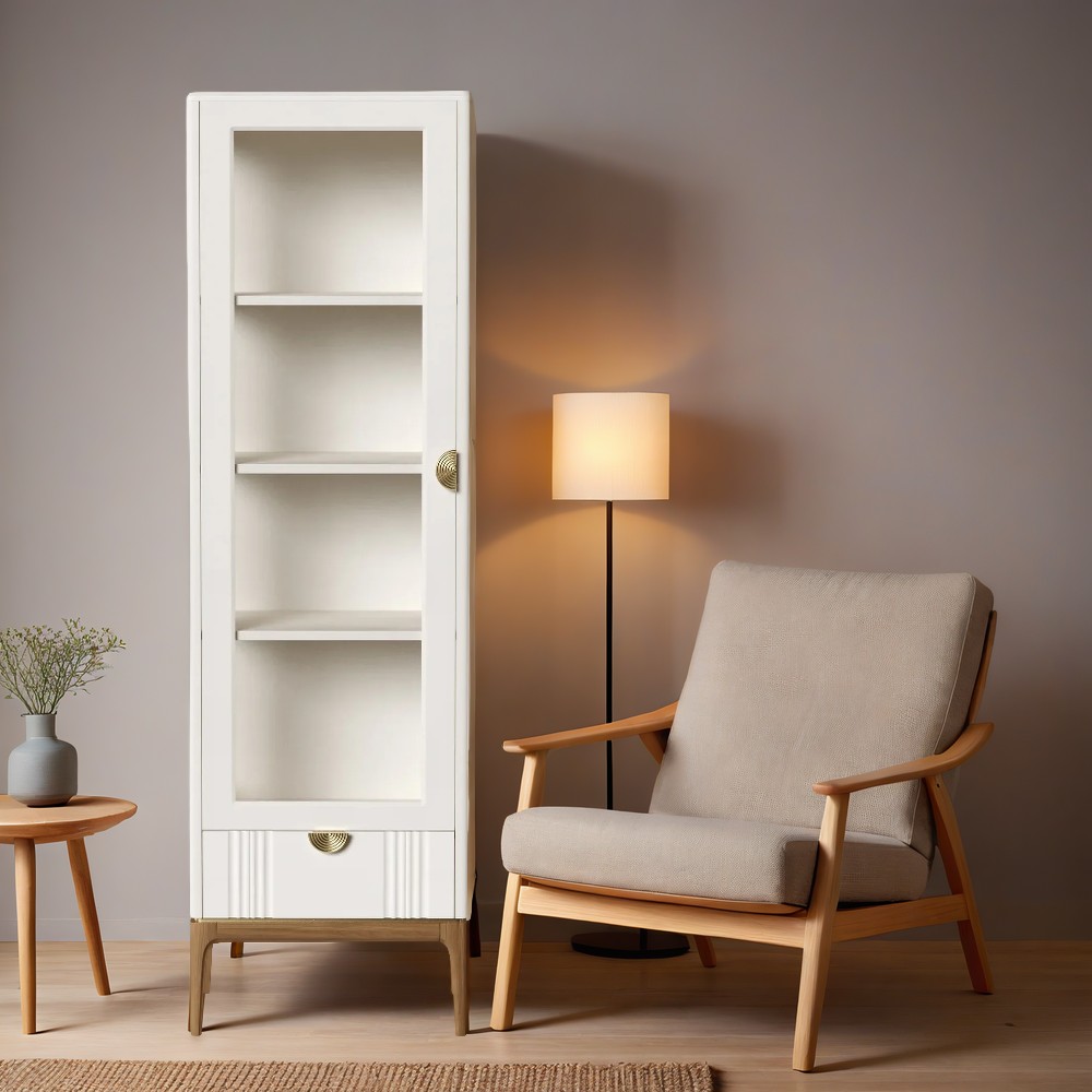 Витрина Bari White, однодверная, левая, 60х45х213 см, цвет: белый (BR601L/W)BR601L/W Витрина Bari White, однодверная, левая, 60х45х213 см, цвет: белый (BR601L/W)BR601L/W