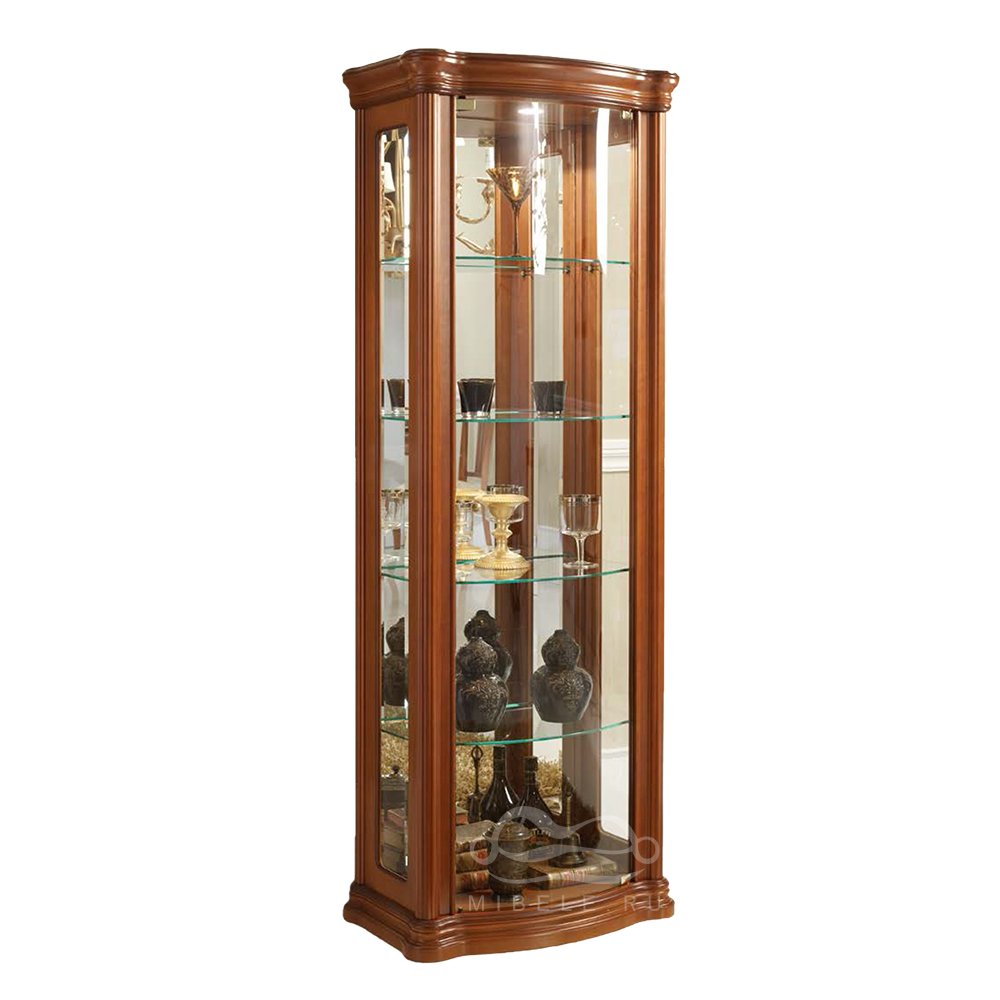 Витрина Disemobel Classic, 1-но дверная, с подсветкой, цвет: nogal-5 64x39x180 см (913), эспо913