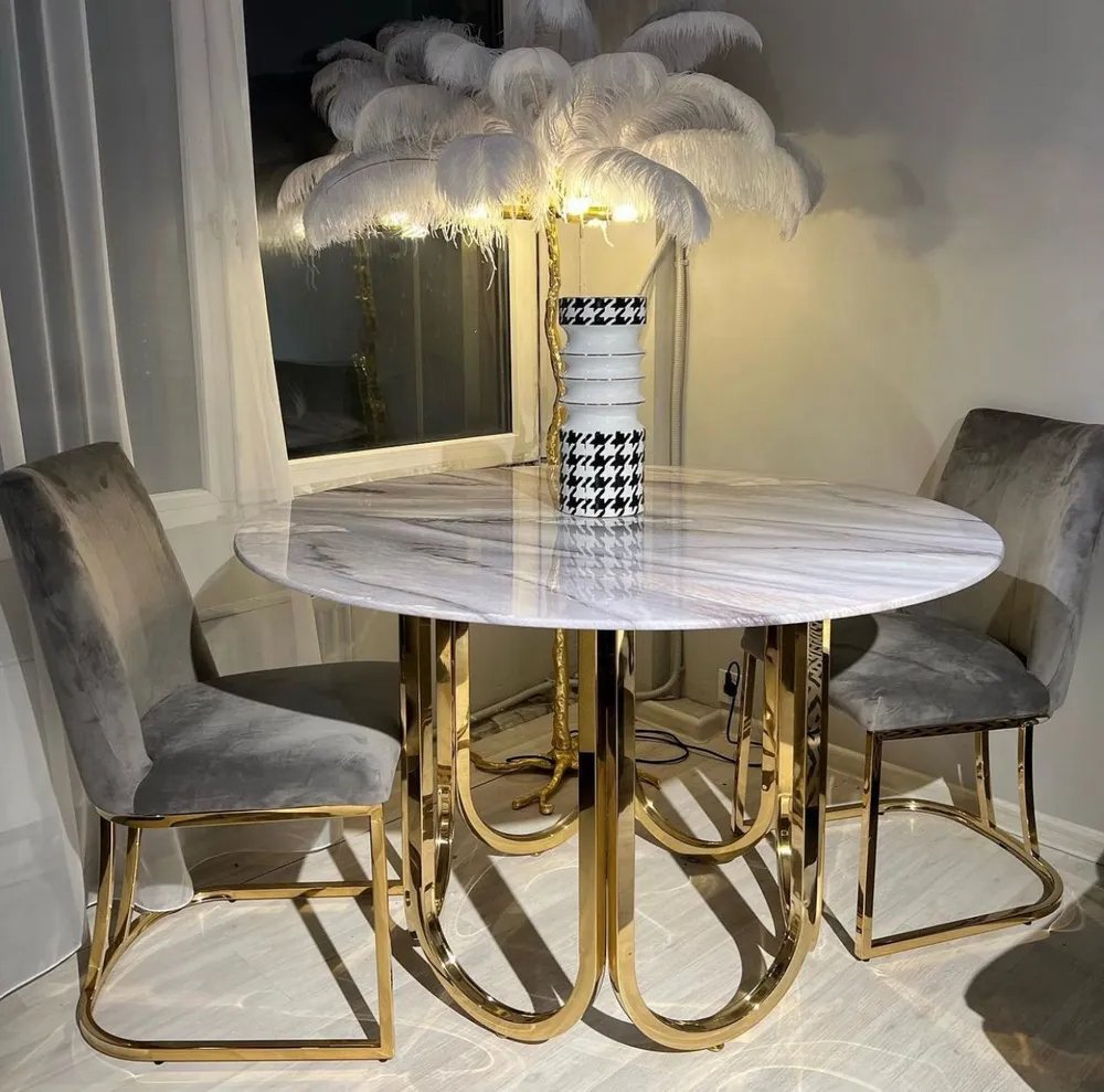 Стол обеденный круглый IST-CASA Лори F-1386-1, размер 122х122х76 см, цвет: перламутровый мрамор (F-1386-1casa)F-1386-1casa Стол обеденный круглый IST-CASA Лори F-1386-1, размер 122х122х76 см, цвет: перламутровый мрамор (F-1386-1casa)F-1386-1casa