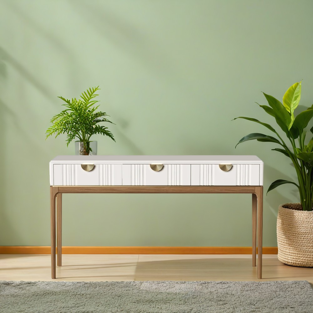 Консоль Bari White, 3 ящика, 140х40х80 см, цвет: белый (BR903W)BR903W Консоль Bari White, 3 ящика, 140х40х80 см, цвет: белый (BR903W)BR903W