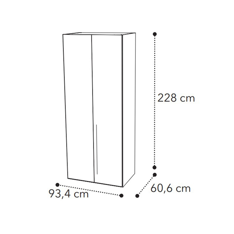 Шкаф платяной Ambra, 2-х дверный, без зеркал, цвет: янтарная береза, 93x60x228 см (148AR2.03AV)148AR2.03AV