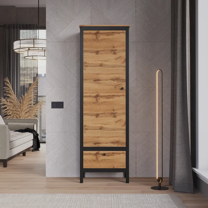 Шкаф одностворчатый БРВ Лофт (Loft), цвет дуб вотан, 62х39х193 см (REG1D1S)REG1D1S