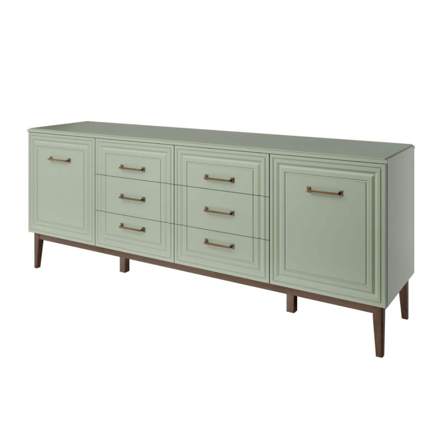Комод Bravo Гориция, 6 ящиков/ 2 дверцы, цвет: зеленый самшит, размер 198х46х77 см