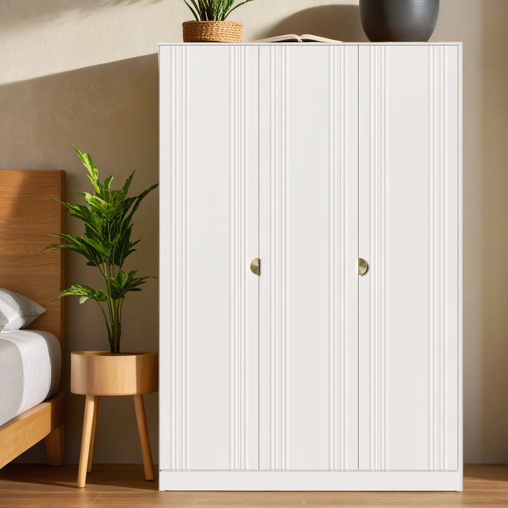 Шкаф платяной Bari White, трехдверный, 158х60х230 см, цвет: белый (BR803W)BR803W Шкаф платяной Bari White, трехдверный, 158х60х230 см, цвет: белый (BR803W)BR803W