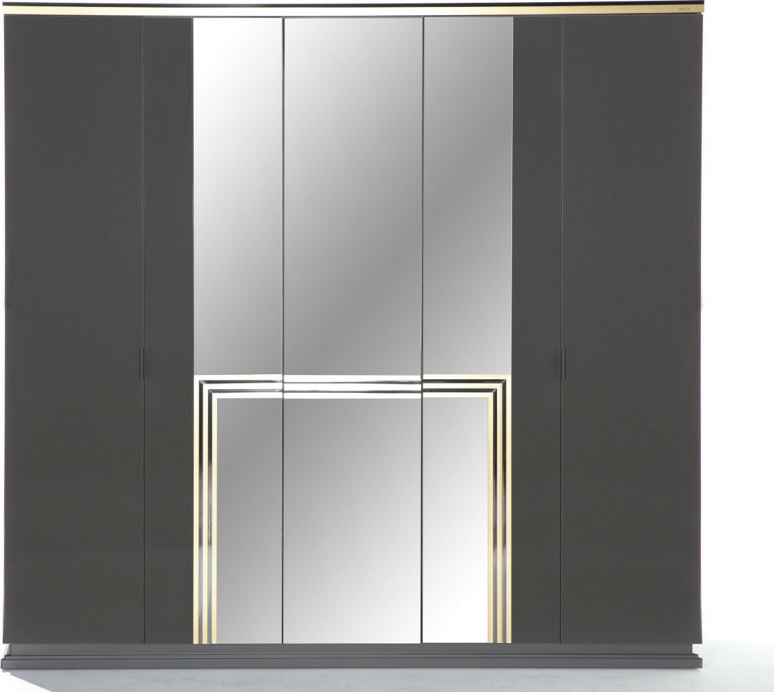 Шкаф платяной Bellona Carlino, 5-ти дверный, 225x61x213, цвет: антрацит/золото (CARL-33)CARL-33