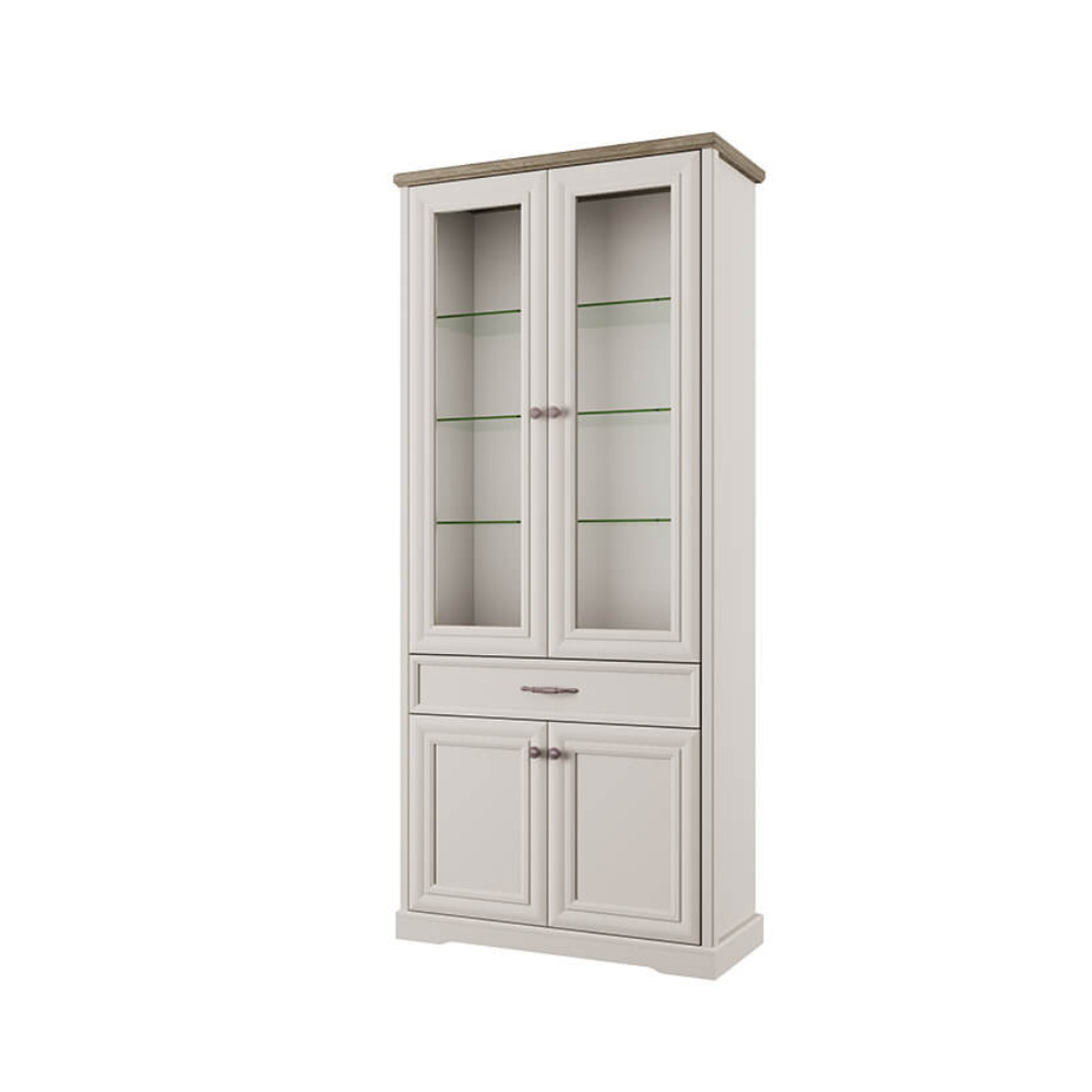 Шкаф-витрина Anrex TOSCANA NEW, Цвет ПЕРСИДСКИЙ ЖЕМЧУГ/КАНЬОН, размер 94х39х211 см, (746074)746074
