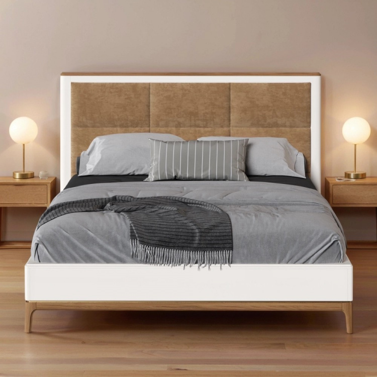 Кровать двуспальная Bari White, 180x200 см, мягкая вставка, цвет: белый (BR218W)BR218W Кровать двуспальная Bari White, 180x200 см, мягкая вставка, цвет: белый (BR218W)BR218W