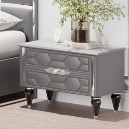 Тумба прикроватная Веллона Алено, цвет: графит с серебром, 62х40х45,5 см (ВЕЛСМР-05)ВЕЛСМР-05