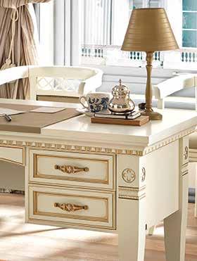 Стол письменный Prama Palazzo Ducale laccato, цвет: белый с золотом, 147x65x78 см (71BO03SR)71BO03SR