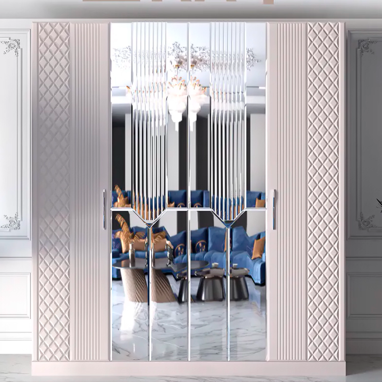 Шкаф платяной Веллона Мистрано 4-х дверный, цвет: кашемир с серебром, 183x60x220см, (ВЕЛСВЛ-01)ВЕЛСВЛ-01