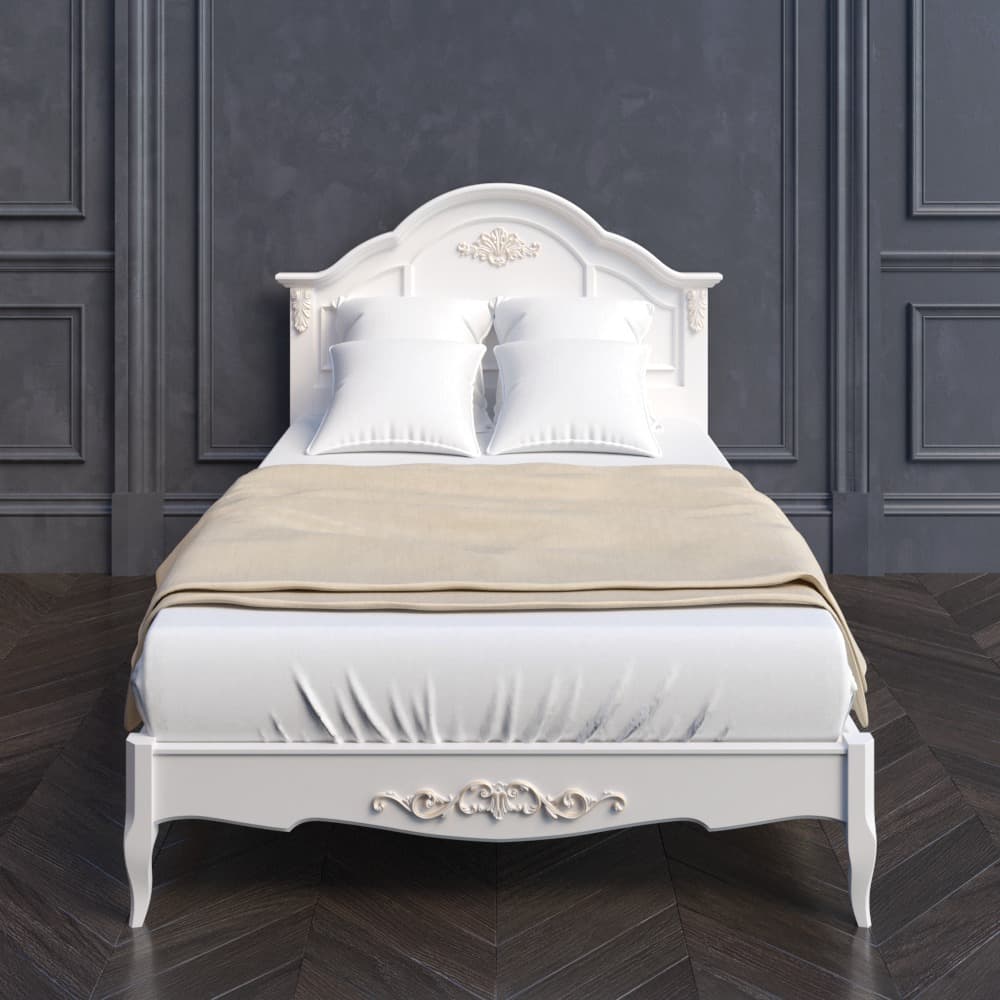 Кровать Aletan Provence, односпальная, 120x200 см, цвет: слоновая кость, размер 138х211х123 см (B202)B202