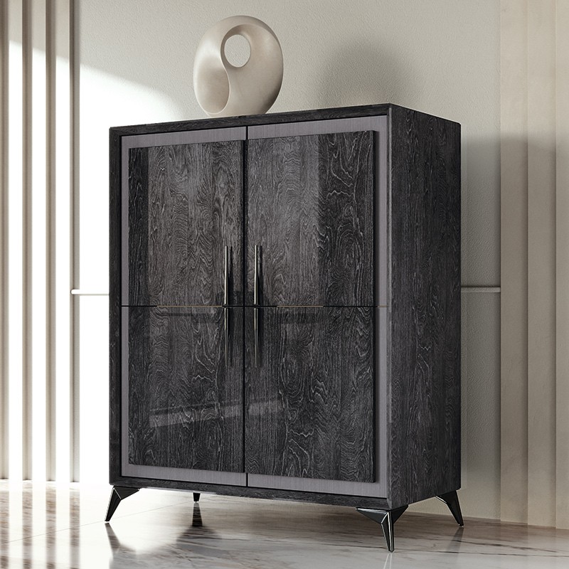 Витрина-буфет Camelgroup Krystal, 4-но дверная, темно-серая береза, 121x53x147 см (178BF4.01MB)178BF4.01MB