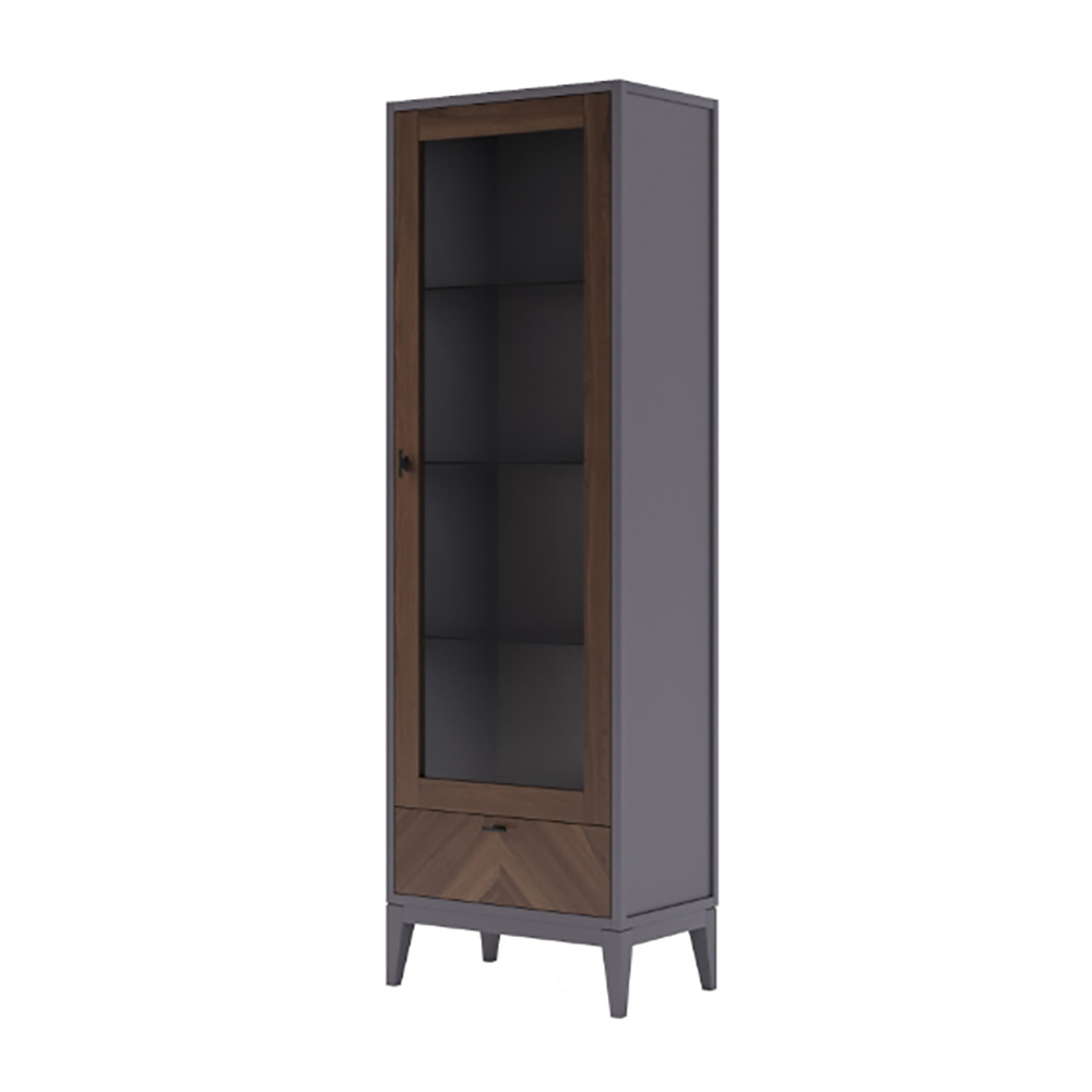 Витрина Timber Тоскана, правая, с ящиком, цвет: Мокко/Орех американский, 65х41х204 см (Т-901RNA/M)Т-901R