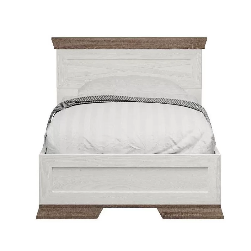 Кровать односпальная без основания БРВ Марсель (Marselle), цвет ясень снежный/дуб сонома темный, 101х206х87 см (LOZ90х200)LOZ90х200