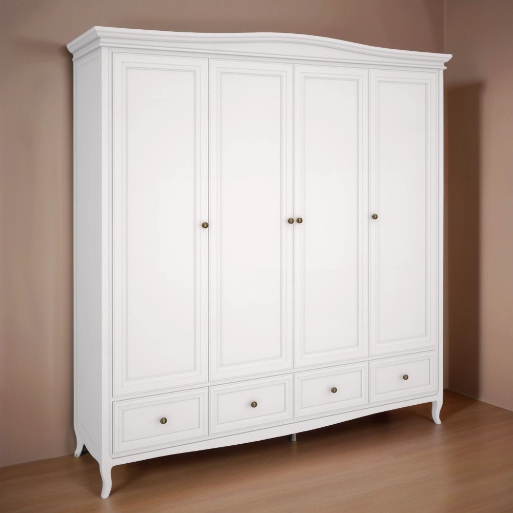 Шкаф 4-х дверный Aletan Majessa, 197х58х211 см, цвет: белый (M804W)M804W Шкаф 4-х дверный Aletan Majessa, 197х58х211 см, цвет: белый (M804W)M804W
