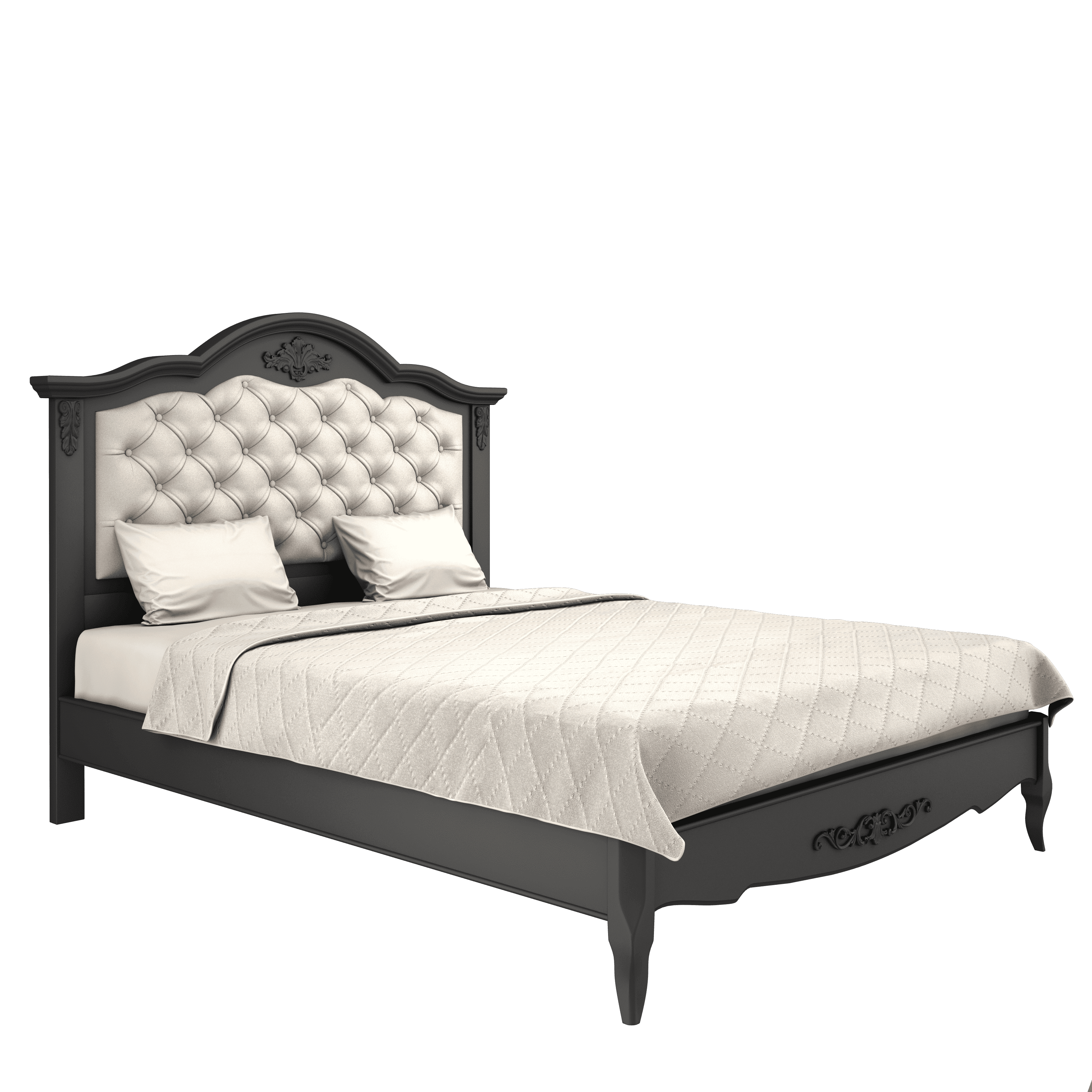 Кровать Aletan Provence, двуспальная, 160x200 см, цвет: черный, размер 179х211х145 см (B216BL)B216BL