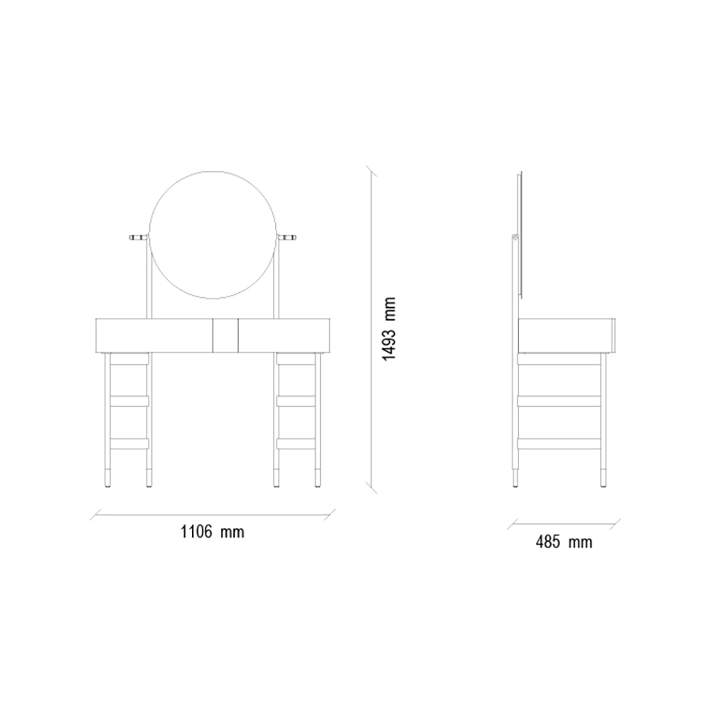 Туалетный столик Enza Home Dorian, размер 111х49х149 см07.184.0250.0000.0000.0000.