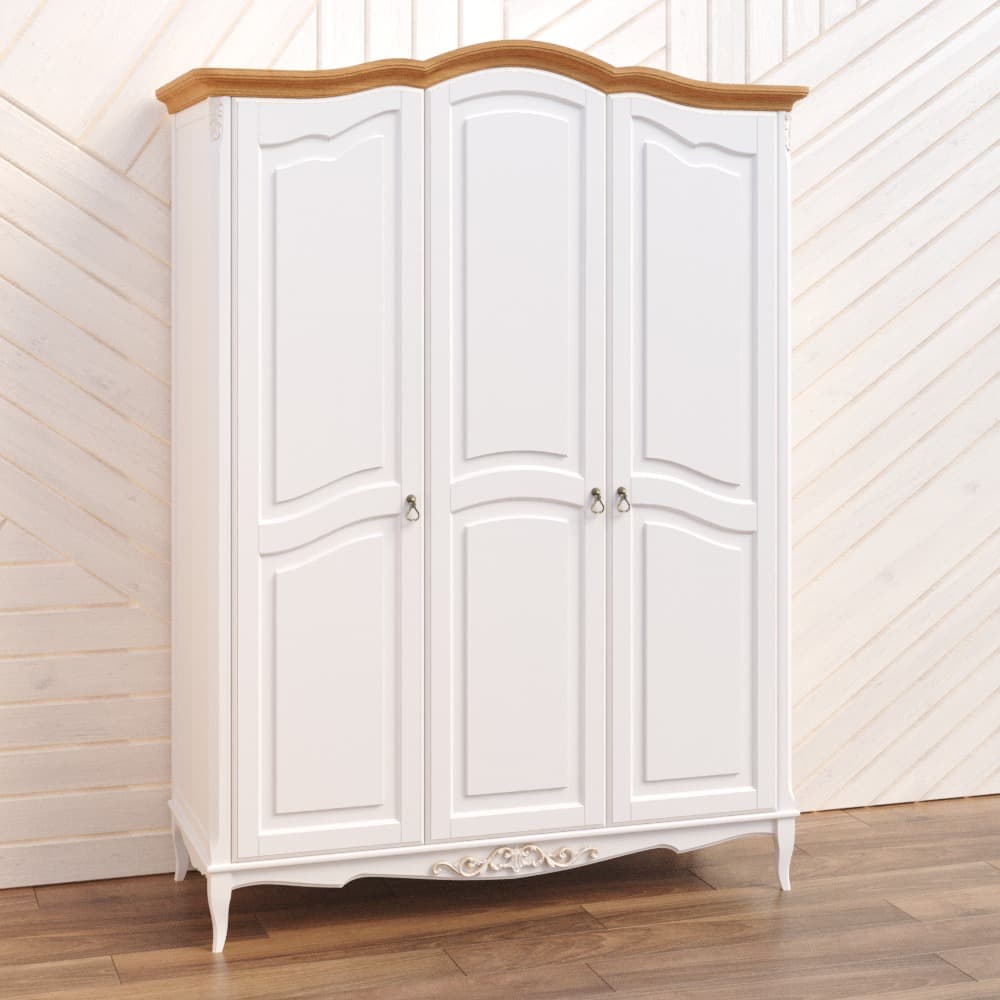 Шкаф платяной Aletan Provence Wood, 3-х дверный, цвет: слоновая кость -дерево 162х66х223 (W803)W803 Шкаф платяной Aletan Provence Wood, 3-х дверный, цвет: слоновая кость -дерево 162х66х223 (W803)W803