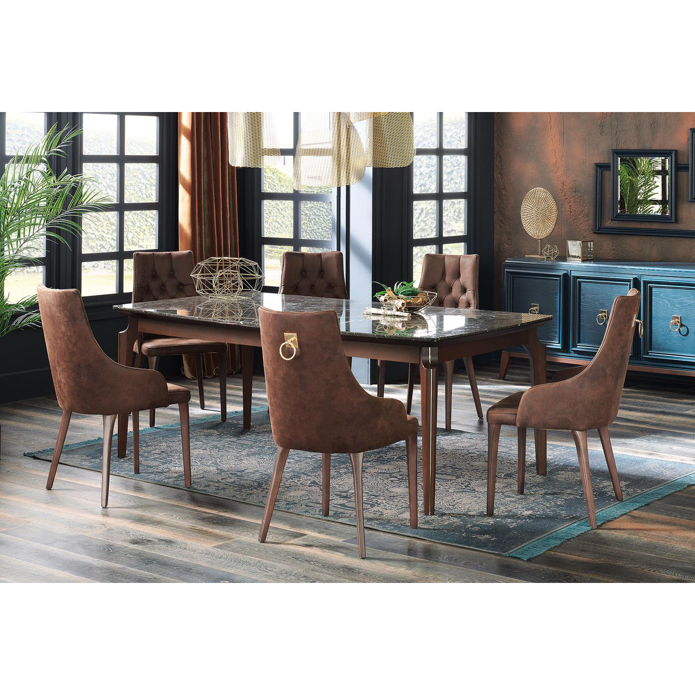 Стол обеденный Enza Home Elegante, поверхность-мрамор, размер 210х110х78 смEH20175