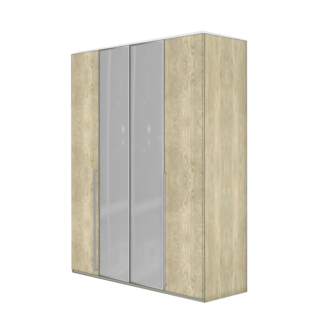 Шкаф платяной Ambra, 4-х дверный, с зеркалами, цвет: янтарная береза, 186x61x228 см (148AR4.04AV)148AR4.04AV